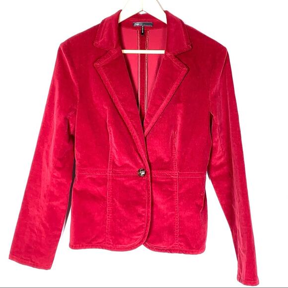 T Style red corduroy lapel blazer suit  jacket size medium M B111 - Picture 1 of 6